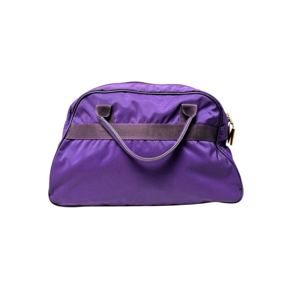 Vintage Moschino Redwall Logo Nylon Satchel Purple Gold Hardware with Pouch Rare